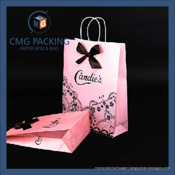 Pink Color Black Hot Stamping Paper Shopping Bag (CMG-PGBB-012)